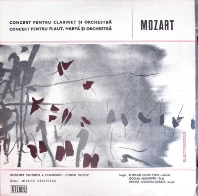 Disc vinil, LP. CONCERT PENTRU CLARINET SI ORCHESTRA CONCERT PENTRU FLAUT HARPA SI ORCHESTRA/ ELECTRECORD-M-260768 foto
