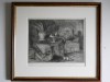 Nuni Dona (1916 Vaslui-2009 Bucuresti),Natura moarta, gravura pointe seche 28x31,5cm. cu rama, Natura statica, Carbune, Realism