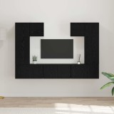 Set Comodă TV 7 piese vidaXL Stejar Negru 180x30x120 cm, Rafturi Montate pe Perete, Dulapuri Living