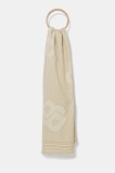 BOSS eșarfă din bumbac culoarea bej, cu imprimeu, 50539442
