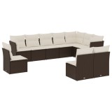 Cumpara ieftin Set canapele de gradina cu perne, 10 piese, maro, poliratan