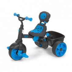 Tricicleta cu maner ergonomic, frana de siguranta, cos depozitare, 4 in 1 Little Tikes albastra Neon foto