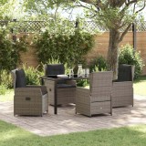 vidaXL Set de masă pentru grădină 5 pcs Gri poliratan