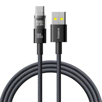 Baseus - Data Cable Display 2 (P10382701111-00) - Fast Charging, USB to Type-C, Digital Display, 100W, 2m - Cosmic Black foto