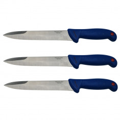 Set trei cutite de injunghiat IdeallStore®, Chef's Blade, otel inoxidabil, 32 cm, albastru