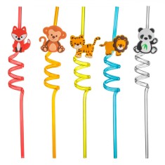 Paie Reutilizabile, Spiralate, Multicolor, Set 10 Bucăți, Figuri Animale.