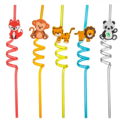 Paie Reutilizabile, Spiralate, Multicolor, Set 10 Bucăți, Figuri Animale. foto