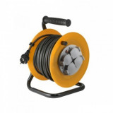 Cablu pe tambur, Home HJR 10-25/1, cadru metalic, 4 prize cu &icirc;mpăm&acirc;ntare, 25 m, IP44