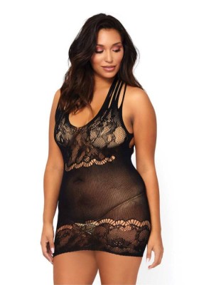 Rochita Sexy Cu Dantela, Negru, Plus Size foto