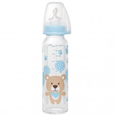 Biberon sticla 250 ml cu tetina silicon pt lapte, nr 1, nip 35015 Children SafetyCare foto