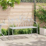 Banca metalica vidaXL Alb 104x52.5x89cm, design vintage, 3 locuri, exterior, gradina, terasa, rezistenta intemperii