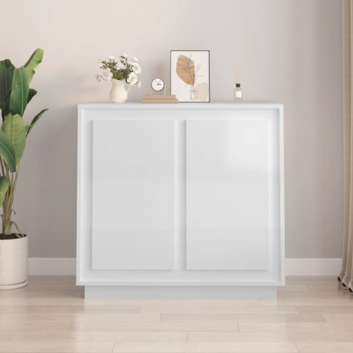 vidaXL Servantă, alb extralucios, 80x34x75 cm, lemn prelucrat