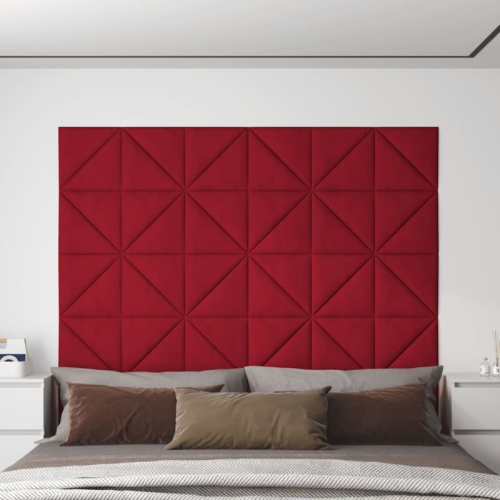 vidaXL Panouri de perete, 12 buc., roșu vin, 30x30 cm, catifea 0,54 m&sup2;