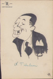 HST 177S Caricatura Nicolae Titulescu anii 1930 Geo Dumitrescu semnata