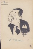 HST 177S Caricatura Nicolae Titulescu anii 1930 Geo Dumitrescu semnata