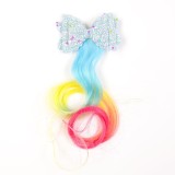 Agrafa cu funda sclipitoare si suvite colorate curcubeu