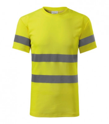 Tricou galben reflectorizant cu benzi reflectorizante 3M foto