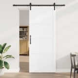 Ușa glisantă vidaXL cu set de accesorii alb 93x232 cm lemn masiv de pin