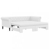 Cumpara ieftin Pat de zi cu extensie si saltele alb 90x200 cm piele ecologica