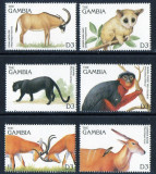GAMBIA-Fauna din Africa-Leopard-Antilopa-Elan--serie completa de 6 timbre MNH