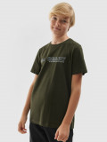 Tricou cu imprimeu pentru băieți - kaki, 4F Sportswear