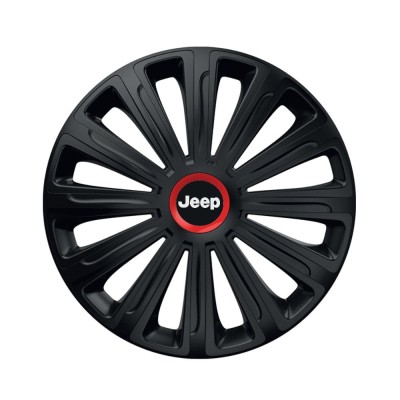 Set 4 Capace Roti pentru Jeep, model Trend Black Cu Inel Rosu, R15 foto