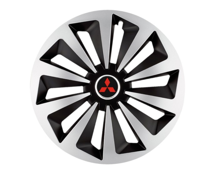 Set 4 capace roti Fox Gri-Negru R15 pentru gama auto Mitsubishi