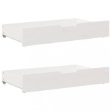 vidaXL Sertare Pat Lemn Masiv Pin Alb 90x55x17cm (2 Buc.) Depozitare Sub Pat Roti