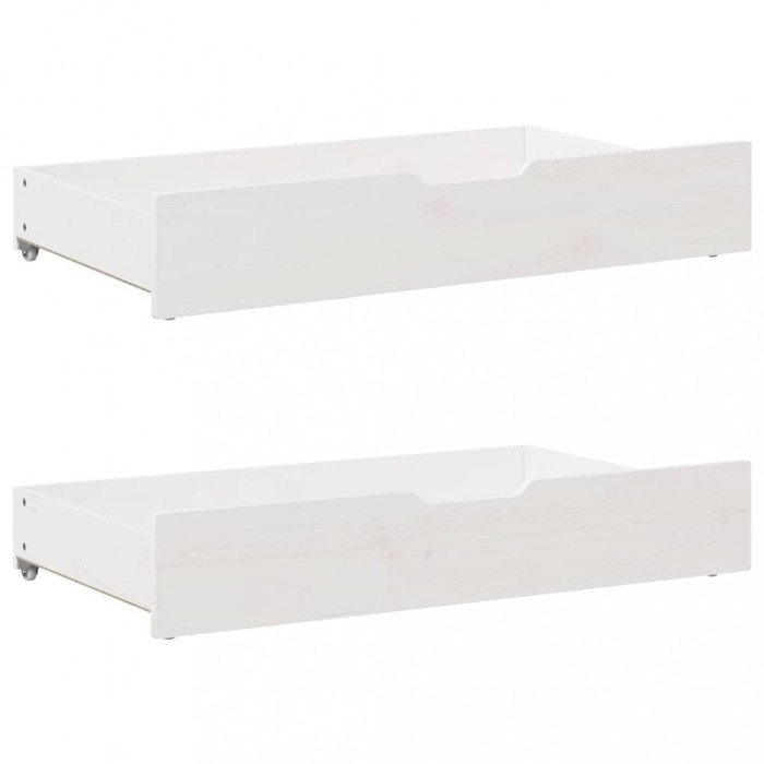vidaXL Sertare de pat, 2 buc., 90x55x17 cm, alb, lemn masiv de pin