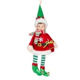 Figurina decorativă de Crăciun suspendabilă cu haină roșie și caciulă verde, CMCLASS