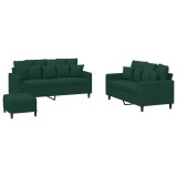 Cumpara ieftin Set de canapele cu perne, 3 piese, verde inchis, catifea
