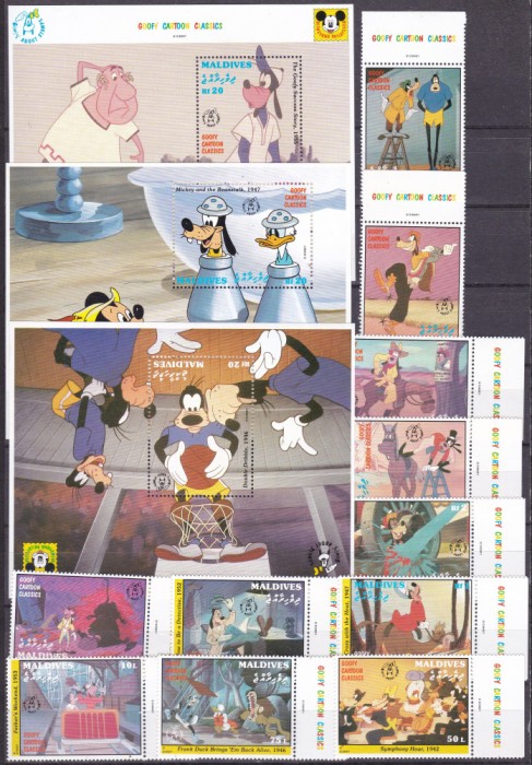 Maldive 1992 Goofy MI 1817-1827 + 3 bl. 263-265 MNH