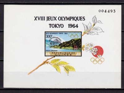 ✅ (C38) Rep. Guinea 1966 &amp;quot;Sport J.O. Pan-Arabe 1965/supratipar &amp;quot;,bl. 14 nedantelat , CV 13&amp;euro; , original negumat ,MNH foto