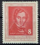 DDR , RDG , GERMANIA -1952 COMPOZITORI ,ALBERT LORTZING NESTAMPILAT FILIGRAM RAR, Stampilat