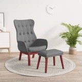 VidaXL Scaun de relaxare cu taburet, gri deschis, textil