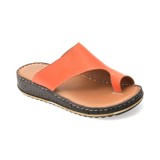 Papuci SHOOZY portocalii, EV2849, din piele naturala