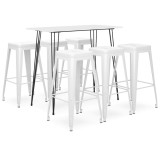 Cumpara ieftin Set mobilier de bar, 7 piese, alb