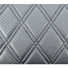 Material piele eco Negru cu gaurele model romb / cusatura Neagra
