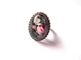 Inel sticla cu motiv floral 40175