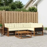vidaXL Set de canapele de exterior cu pernă 5 pcs Natural și Crem 3381398