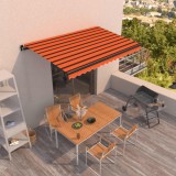 VidaXL Copertină retractabilă manual, portocaliu/ maro, 450x350 cm