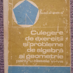 Culegere de exercitii si probleme de algebra si geometrie clasa VI-VIII 1971