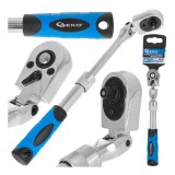 Cheie cu clichet cu cap flexibil si maner telescopic, 1 / 4&quot;, 210-278 mm, 72 T, Cr-V, Geko G10128