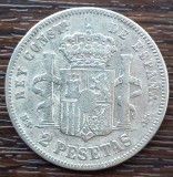 (A511) MONEDA DIN ARGINT SPANIA - 2 PESETAS 1882 MSM, REGELE ALFONSO XII