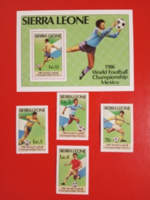 SIERRA LEONE, FOTBAL MEXIC 86 - COLIȚĂ + SERIE COMPLETĂ MNH foto
