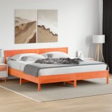 vidaXL Cadru de pat cu tăblie, maro ceruit, 180x200 cm, lemn masiv pin