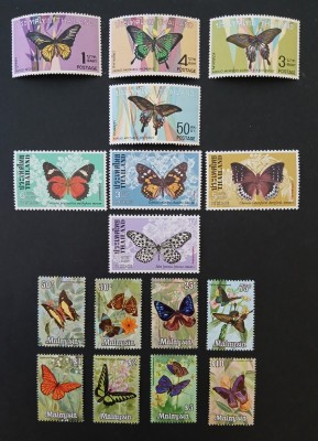 MALAEZIA,THAILANDA, fluturii--MNH foto