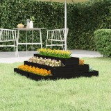 Gossi jardiniera, negru, 80x80x27 cm, lemn masiv de pin