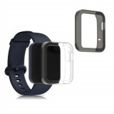 Cumpara ieftin Set 2 huse pentru Xiaomi Mi Watch Lite/Redmi Watch, Kwmobile, Transparent/Negru, Silicon, 54528.03