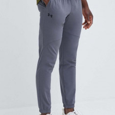 Under Armour pantaloni de trening culoarea gri, neted